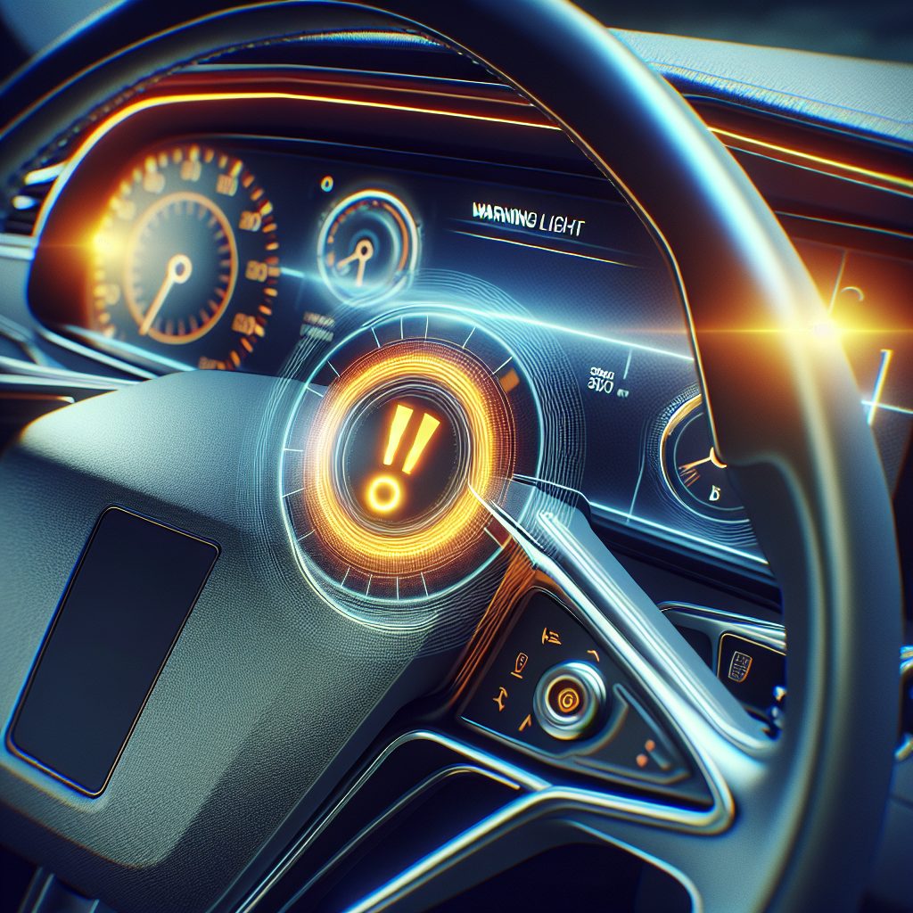Illuminated power steering warning light on a car dashboard
